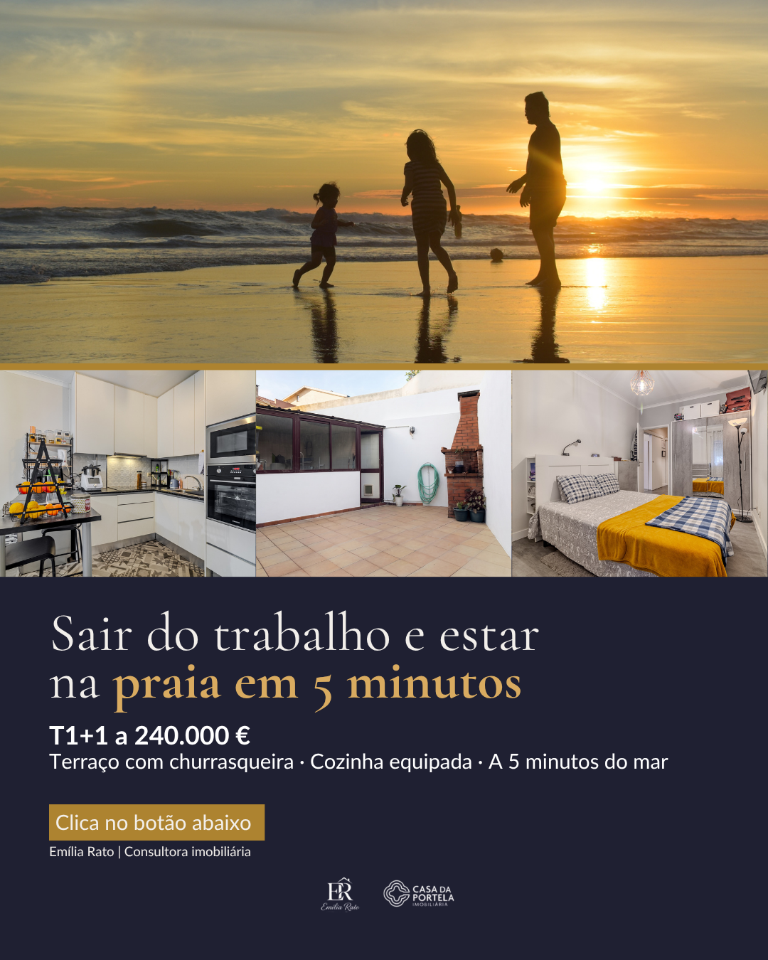 Praia ao pôr do sol